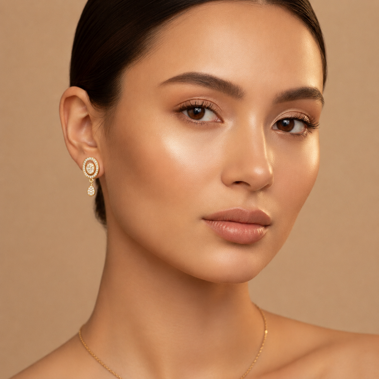 Oval CZ Drop Earrings