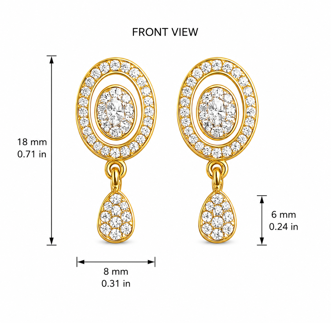 Oval CZ Drop Earrings