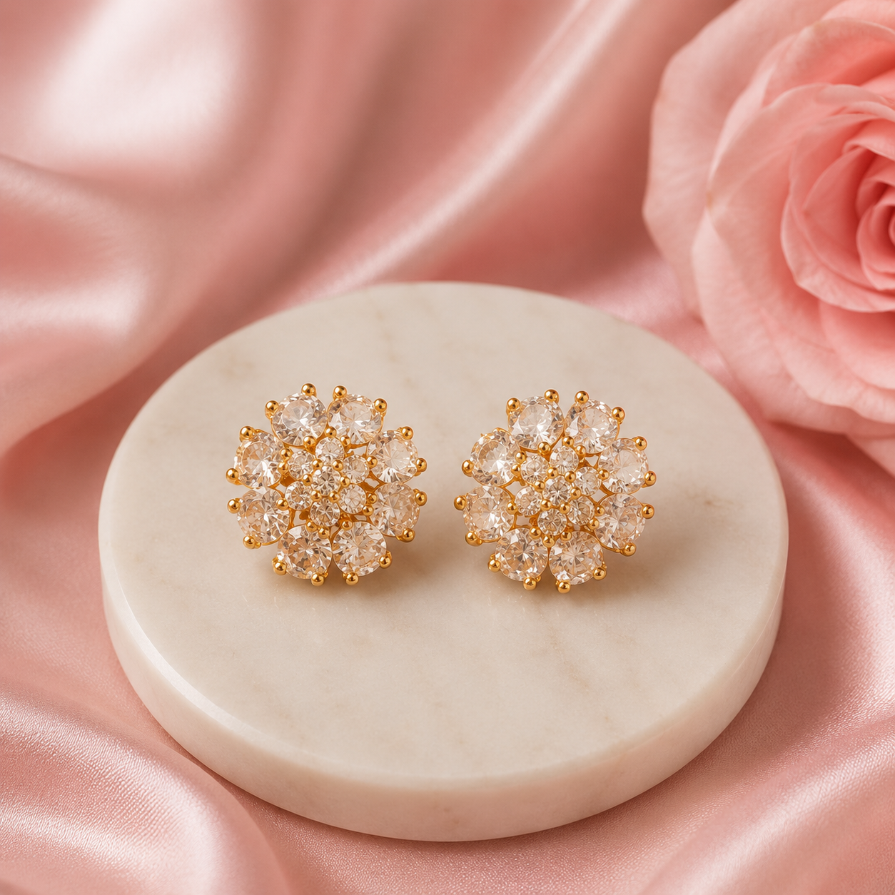 Floral Crystal Stud Earrings