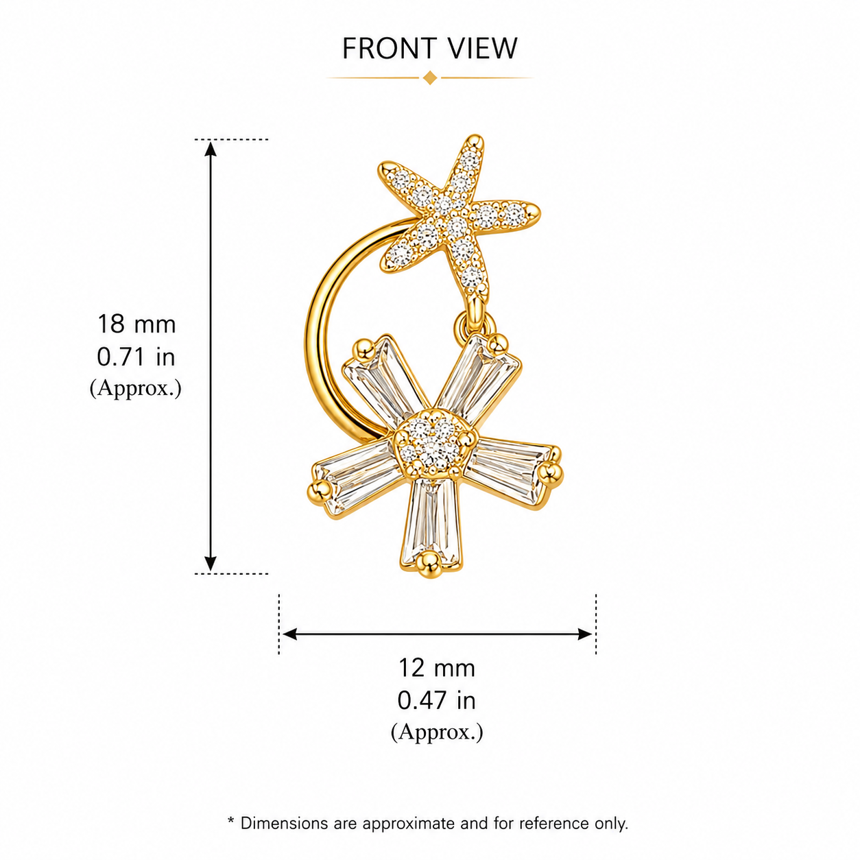 Starfish & Crystal Floral Drop Earrings