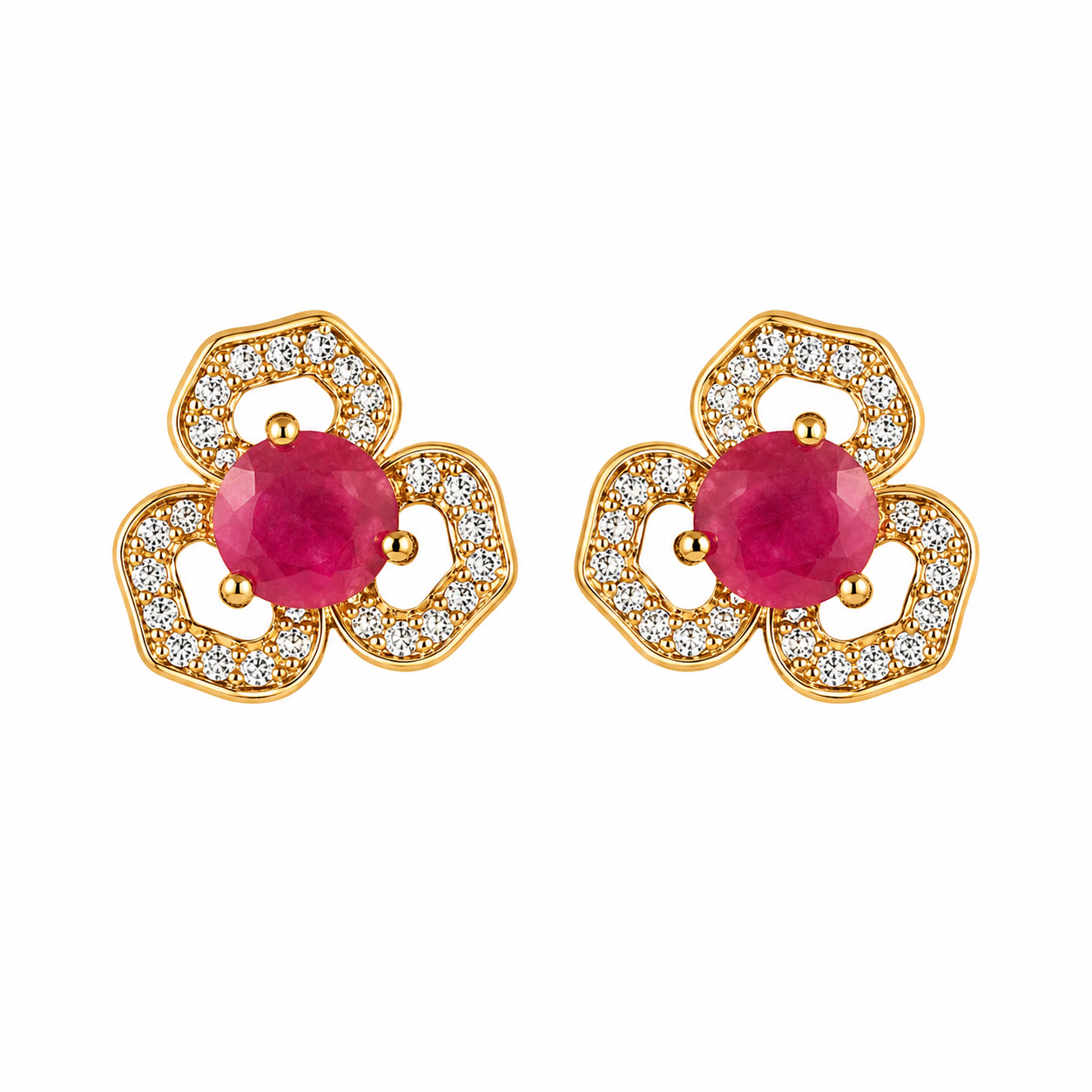 Ruby Floral Stone Earrings