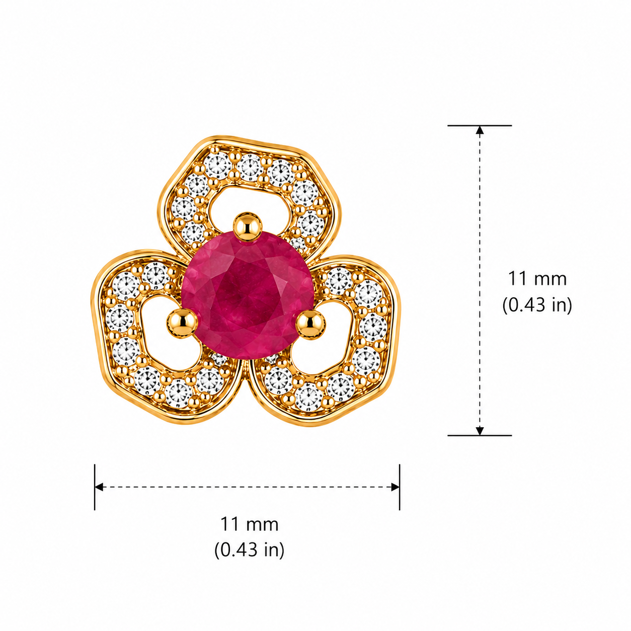 Ruby Floral Stone Earrings