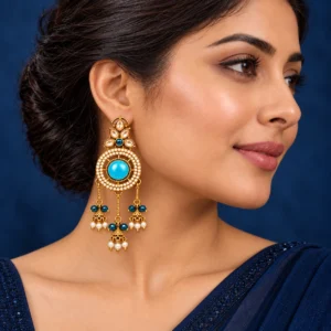 Elegant gold-tone jhumka earrings