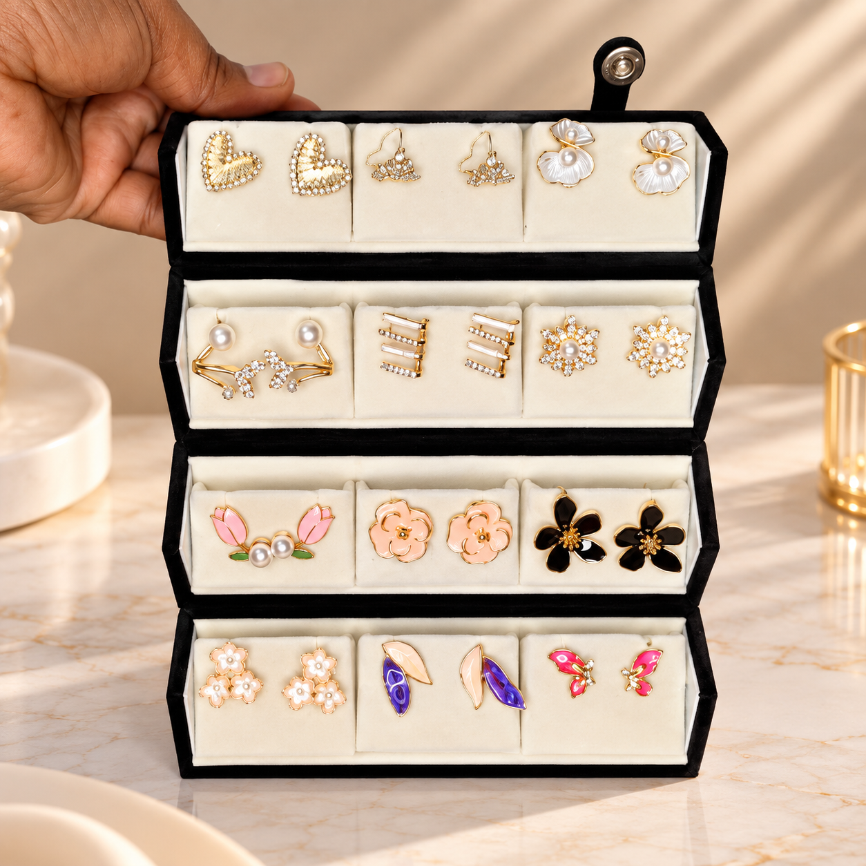 Multicolor Four-Tier Earring Collection