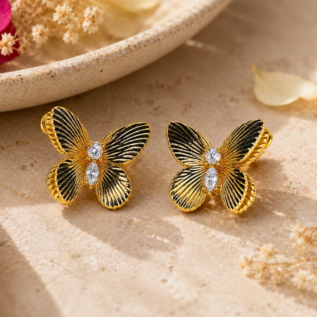 Butterfly Gemstone Stud Earrings