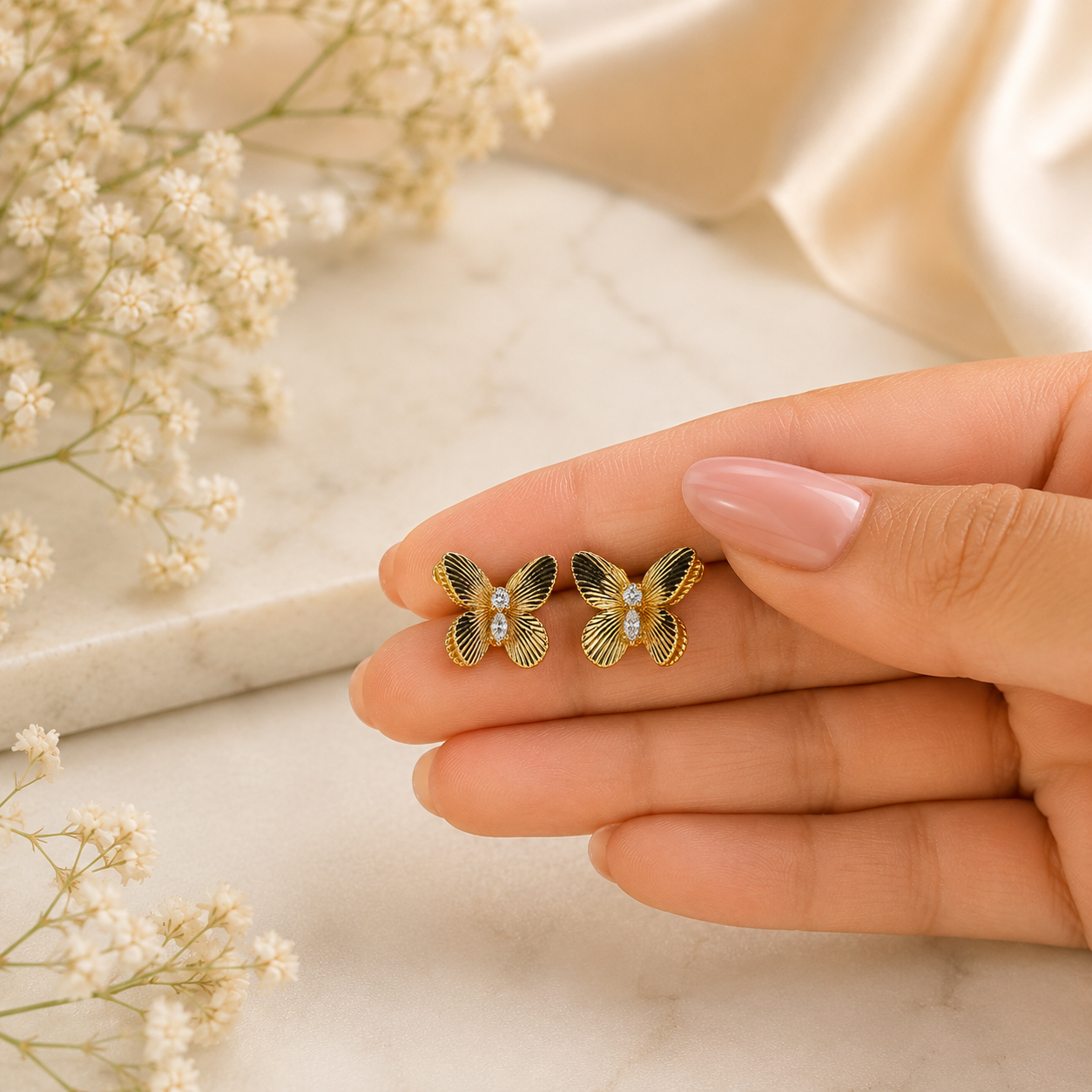 Butterfly Gemstone Stud Earrings
