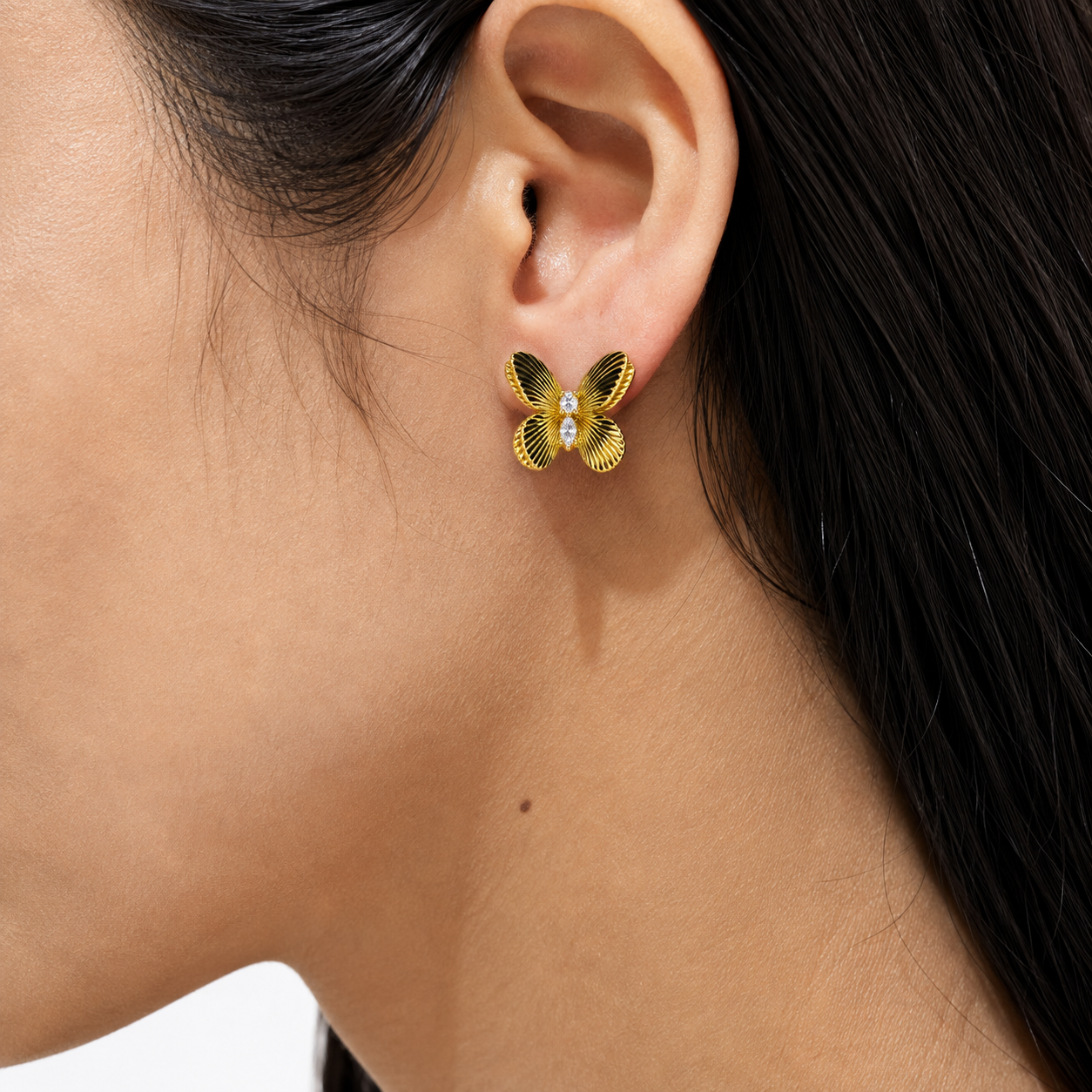 Butterfly Gemstone Stud Earrings
