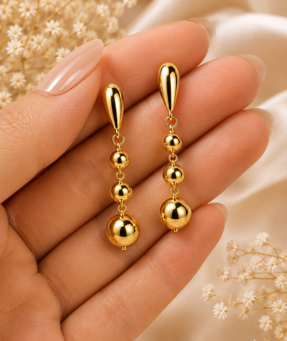 Polished Gold Double-Drop Earrings