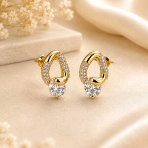 Gold Crystal Knot Earrings