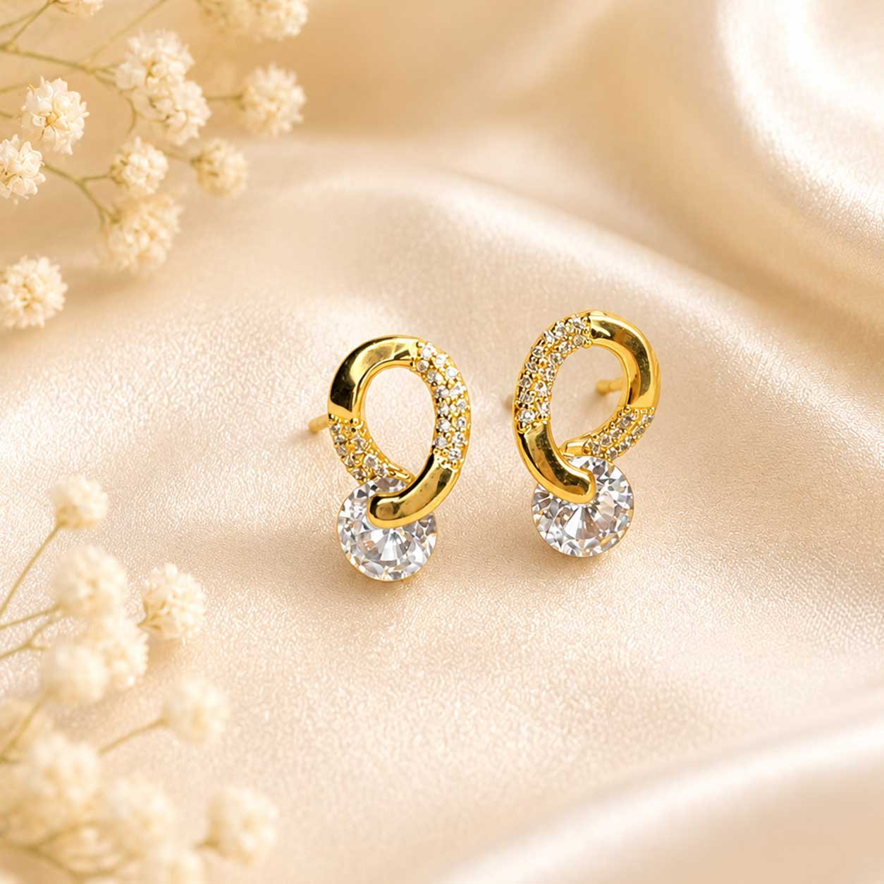 Gold Crystal Knot Earrings