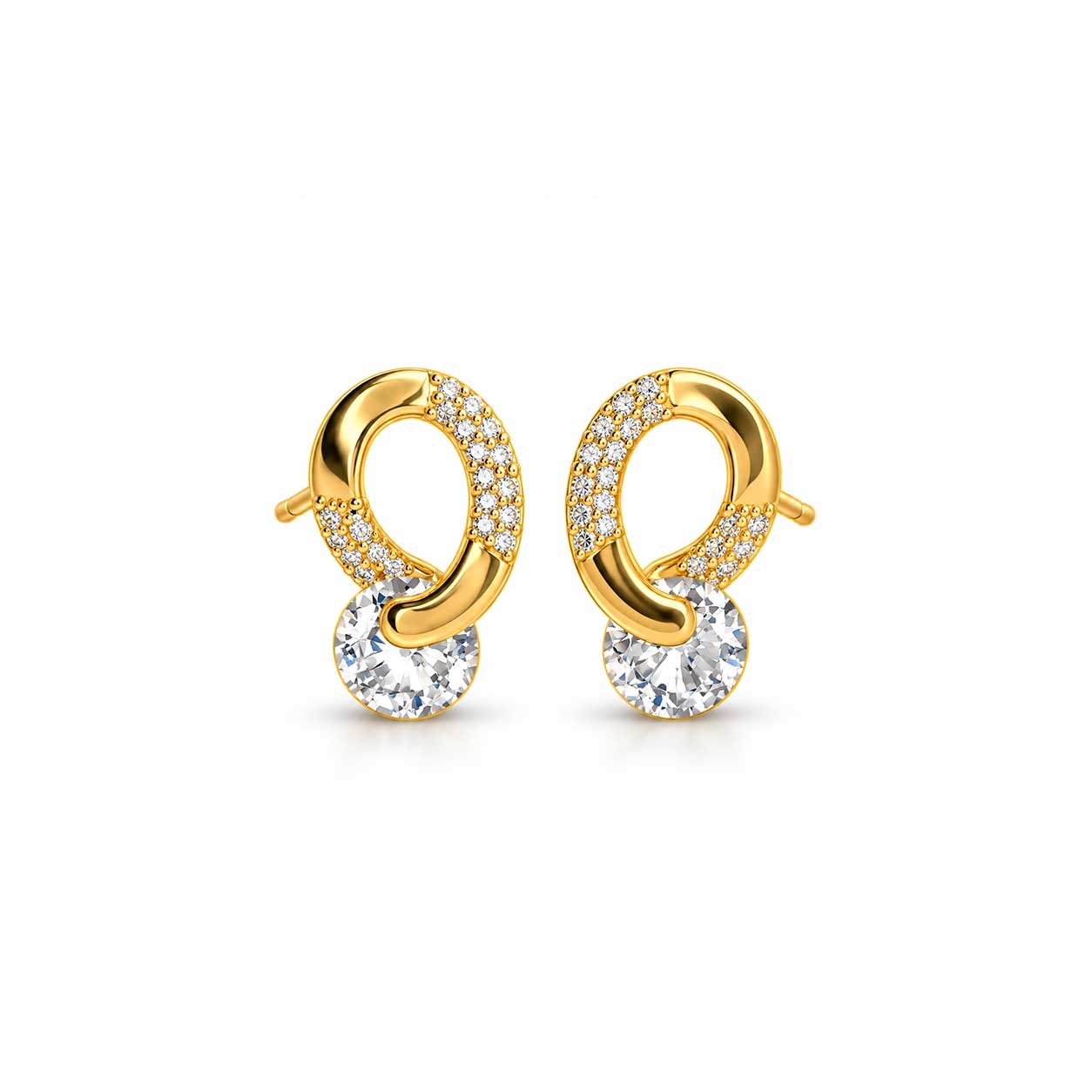 Gold Crystal Knot Earrings