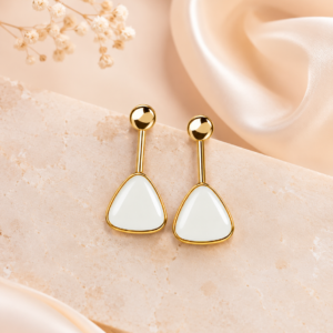 Gold and White Ivory Drop Earrings