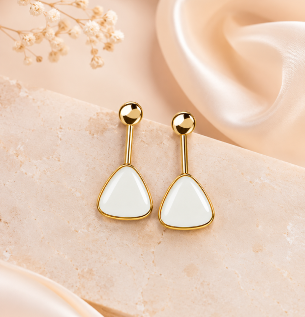 Gold and White Ivory Drop Earrings