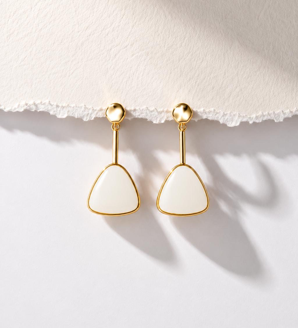 Gold and White Ivory Drop Earrings