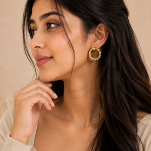 Golden Twisted Hoop Earrings