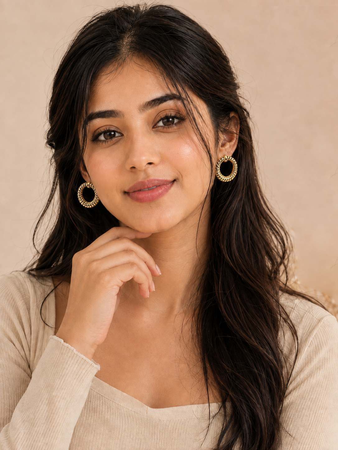 Golden Twisted Hoop Earrings