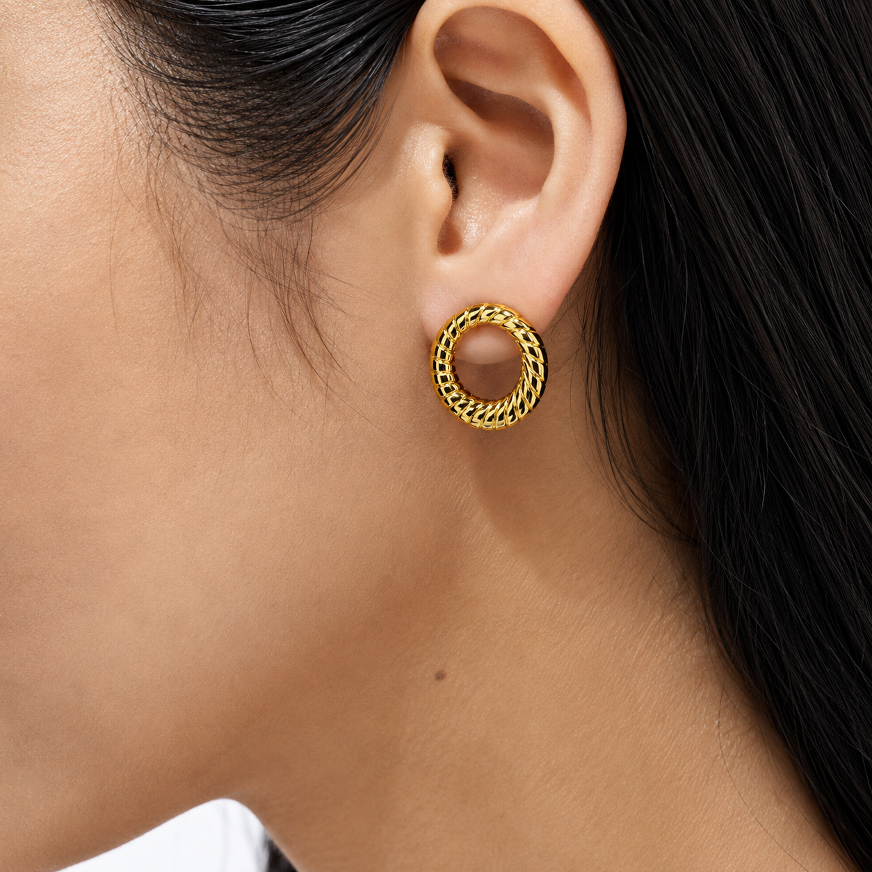 Golden Twisted Hoop Earrings