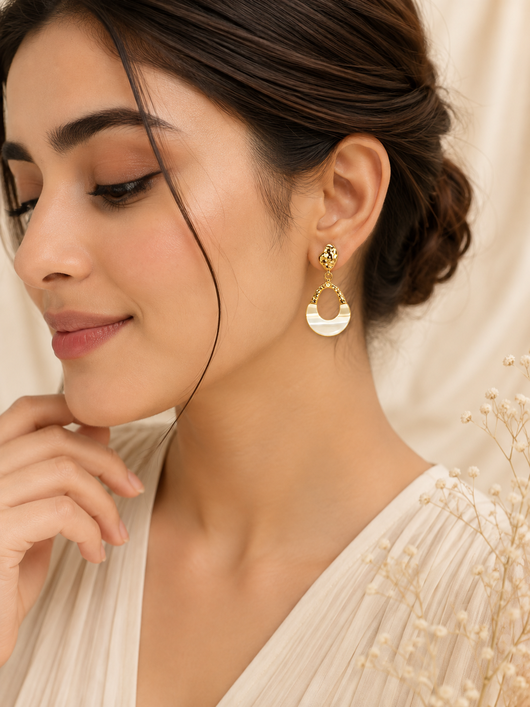 Hammered Gold Teardrop Earrings