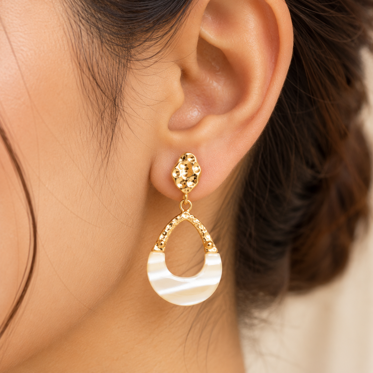 Hammered Gold Teardrop Earrings