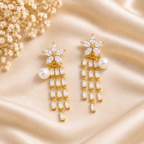 Luxury Gold Pearl Drop Earrings