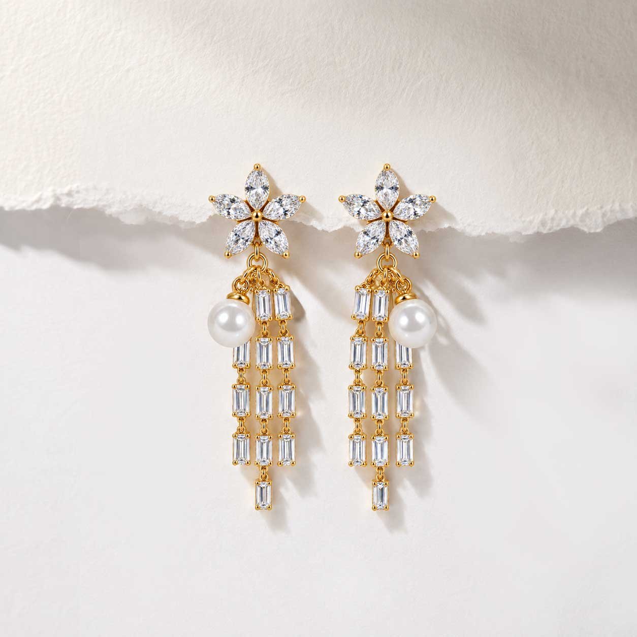 Luxury Gold Pearl Drop Earrings