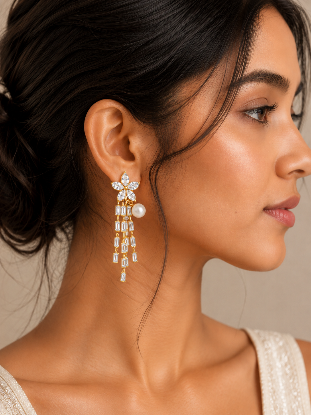 Luxury Gold Pearl Drop Earrings
