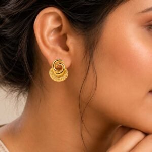 Gold Spiral Fan Earrings