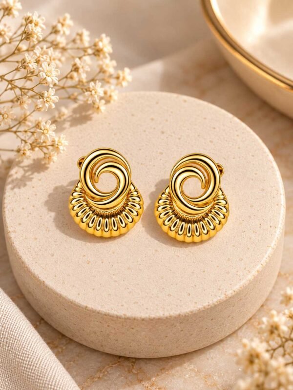 Gold Spiral Fan Earrings