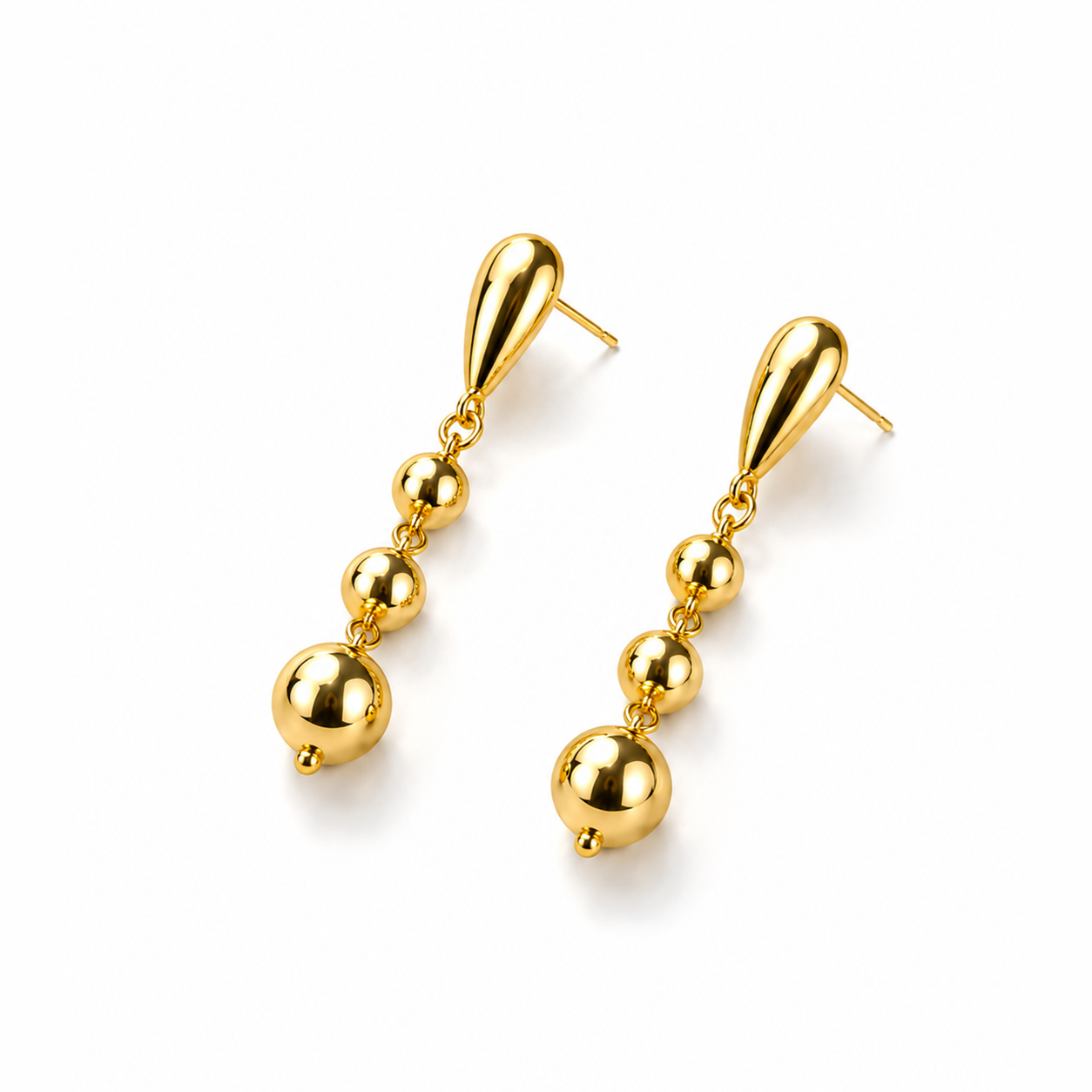 Polished Gold Double-Drop Earrings