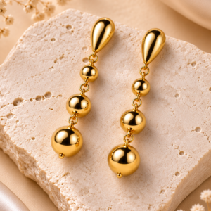 Polished Gold Double-Drop Earrings