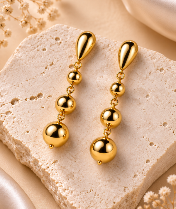 Polished Gold Double-Drop Earrings