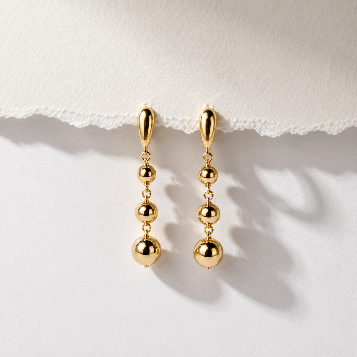 Polished Gold Double-Drop Earrings
