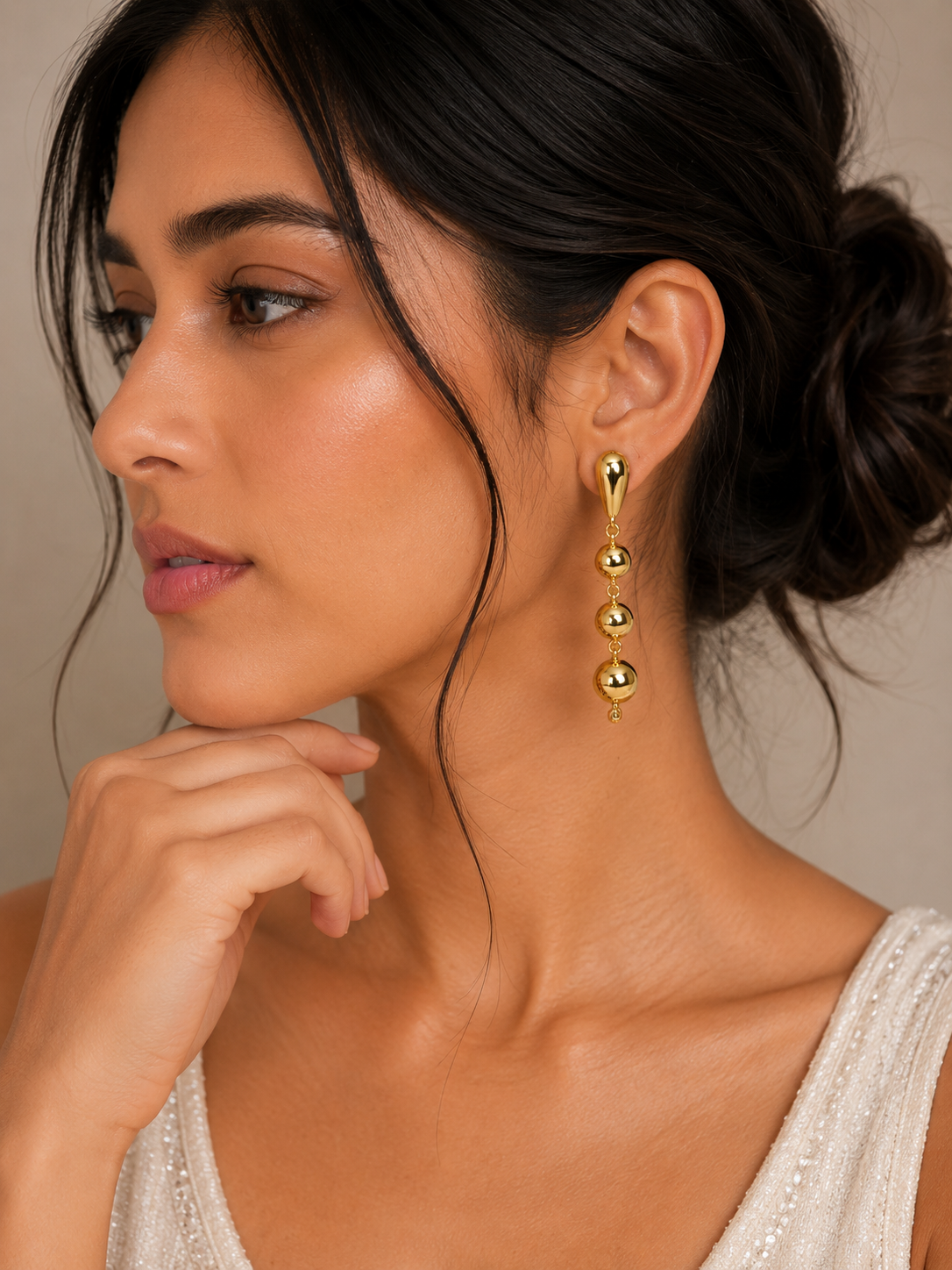 Polished Gold Double-Drop Earrings