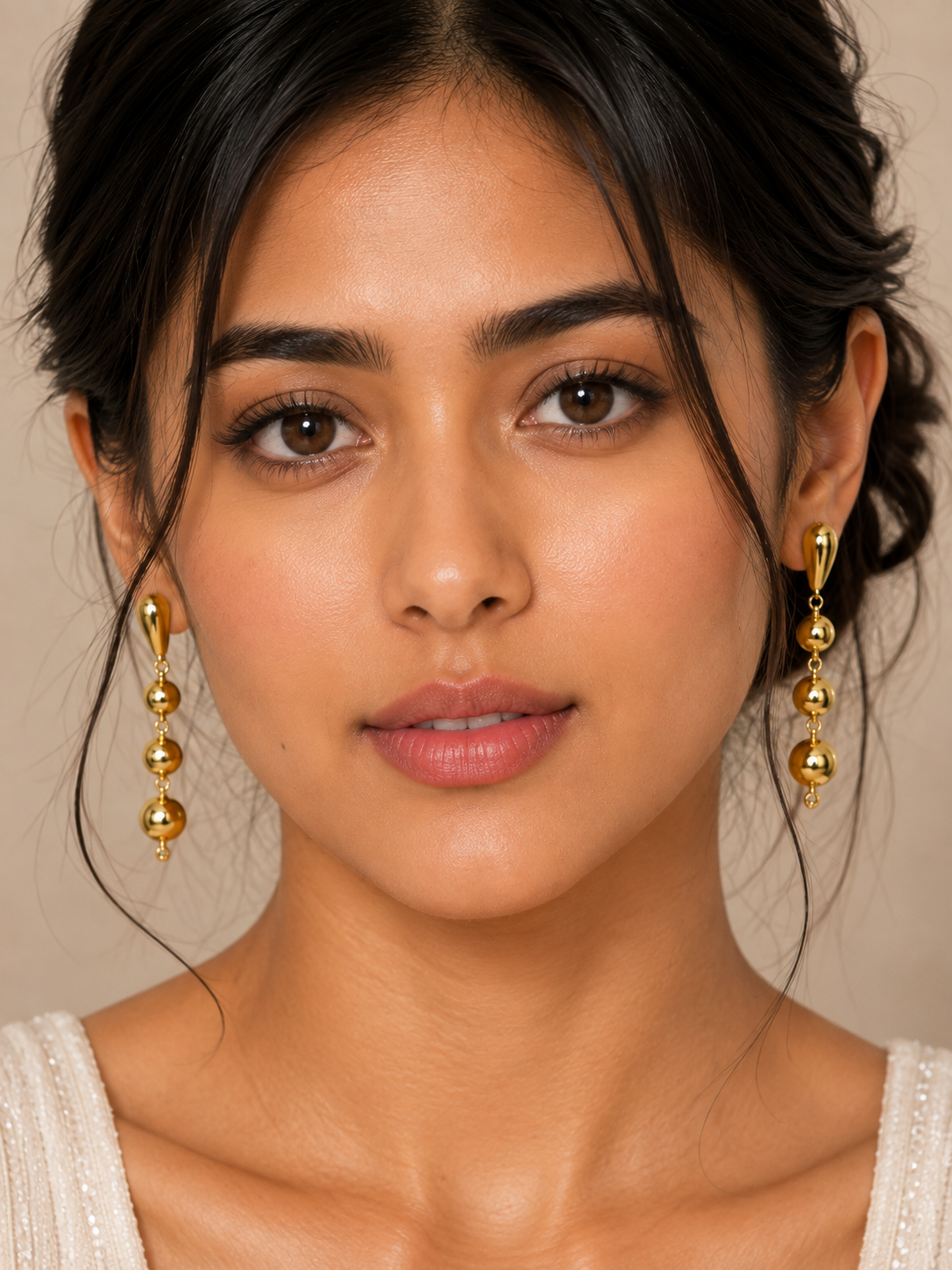 Polished Gold Double-Drop Earrings