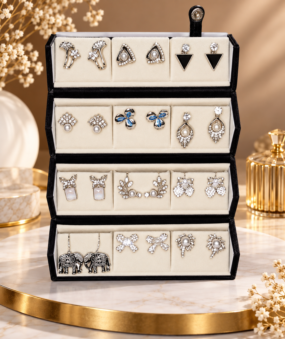 Silver Four-Tier Earring Collection