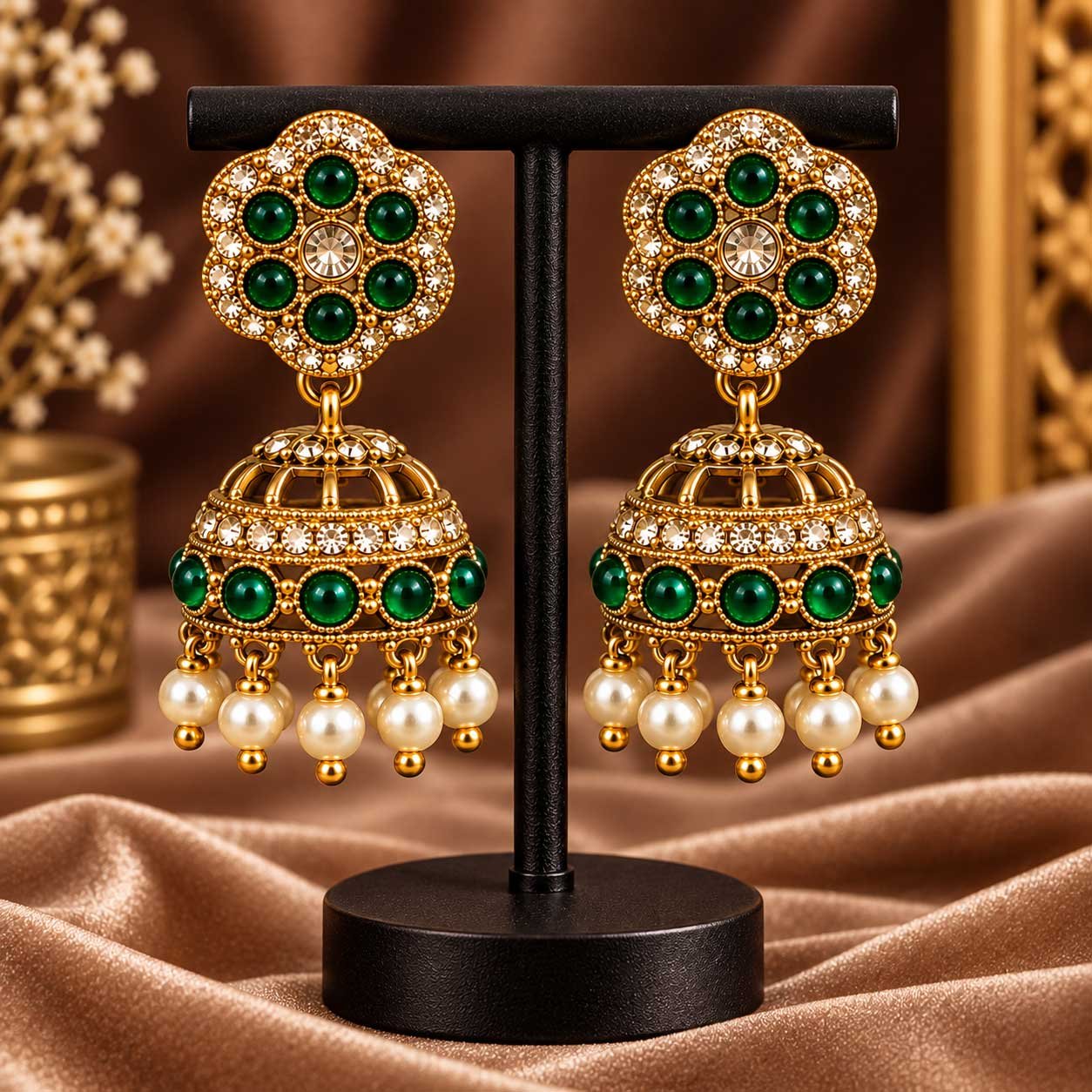 Gold-Tone Jhumka Earrings
