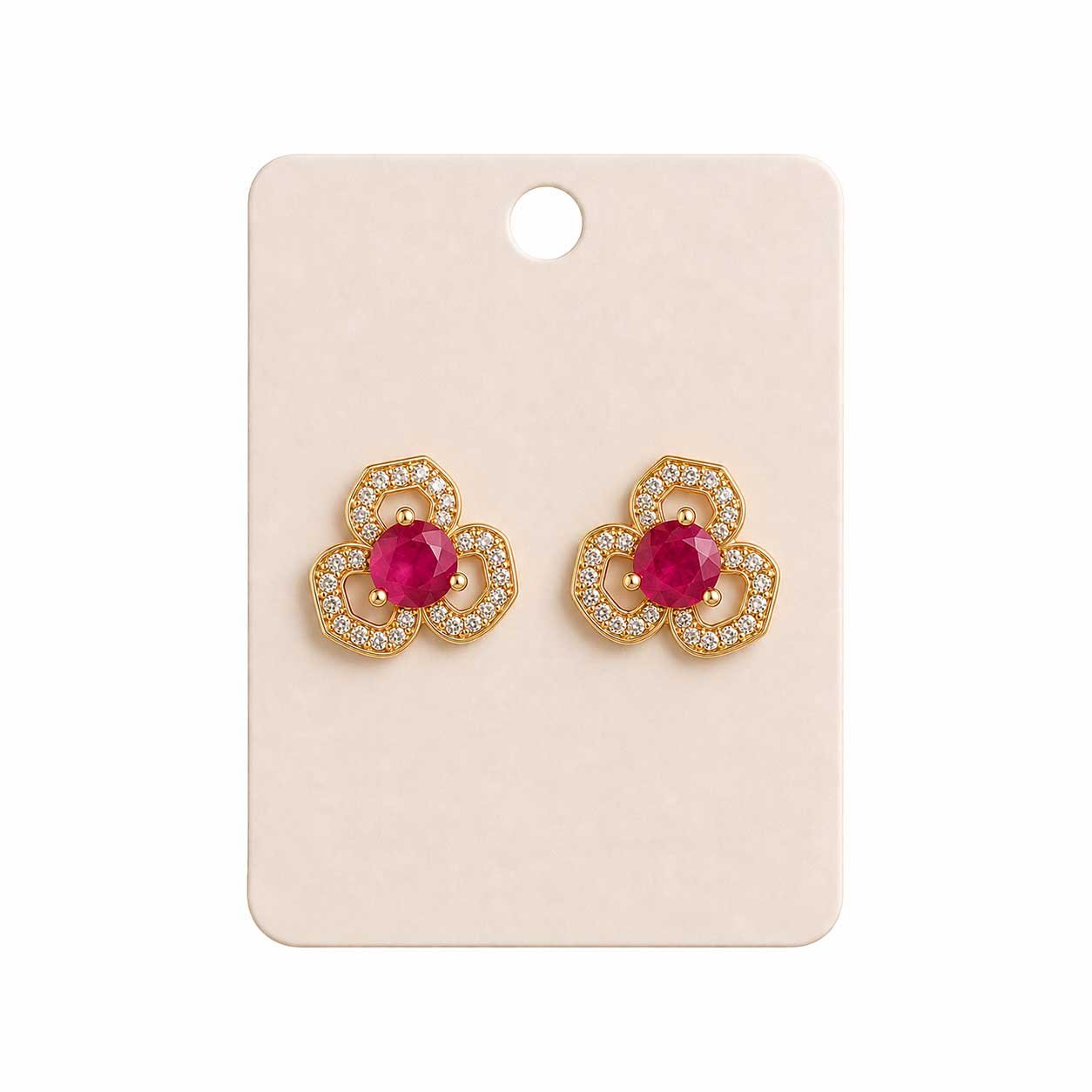 Ruby Floral Stone Earrings
