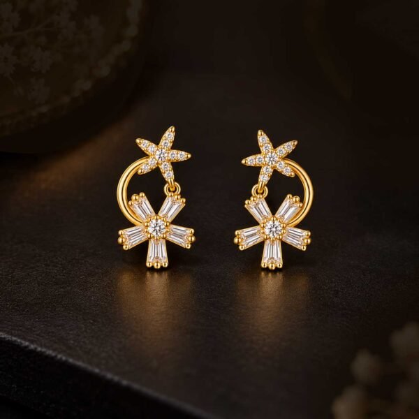 Starfish & Crystal Floral Drop Earrings