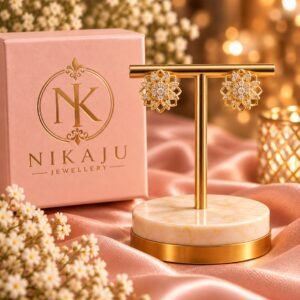 Gold-Tone Floral Crystal Halo Studs