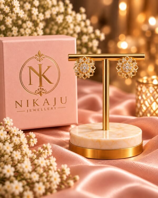 Gold-Tone Floral Crystal Halo Studs