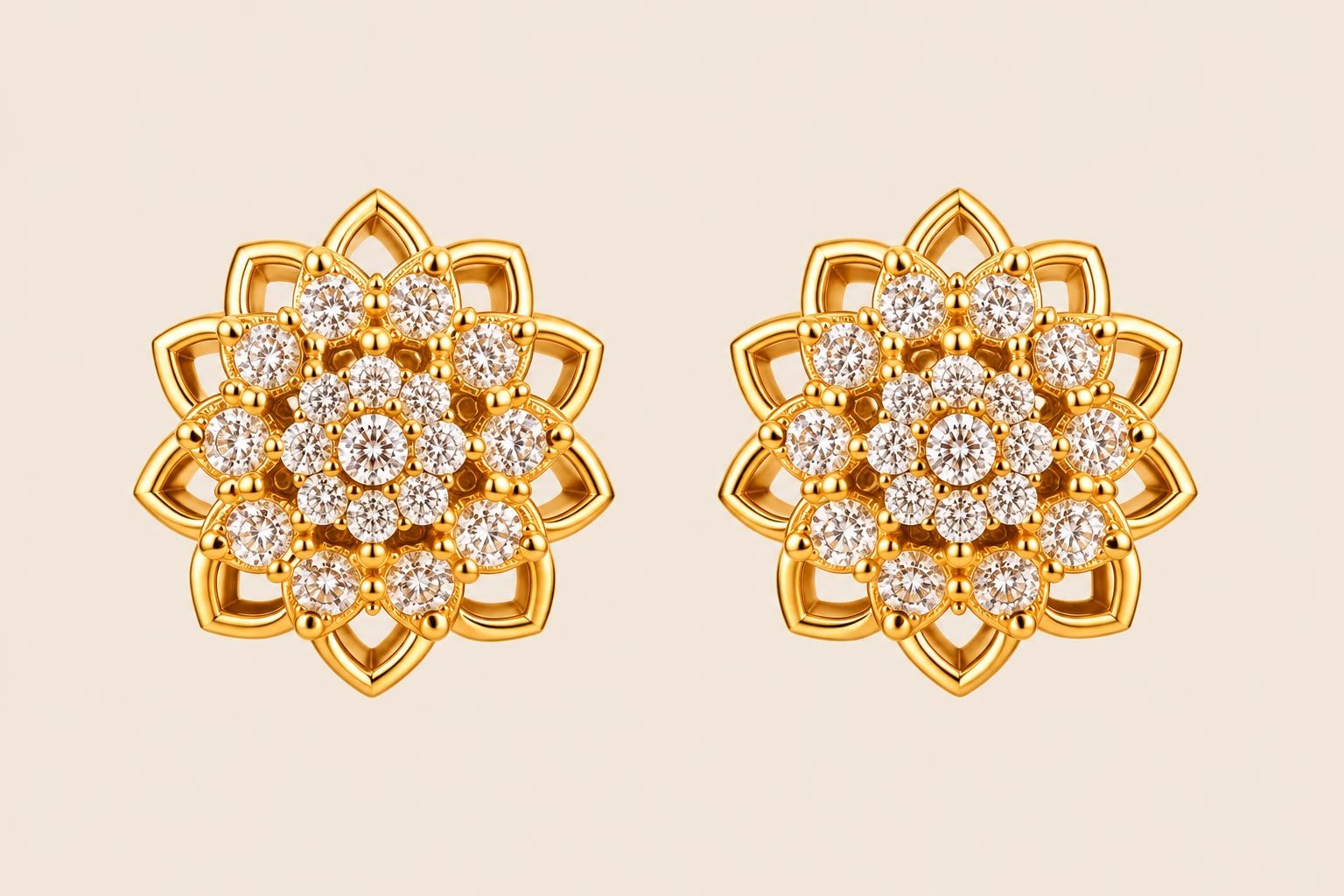 Gold-Tone Floral Crystal Halo Studs