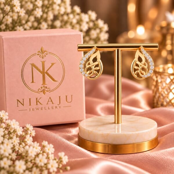 Gold-Tone Teardrop Crystal Studs