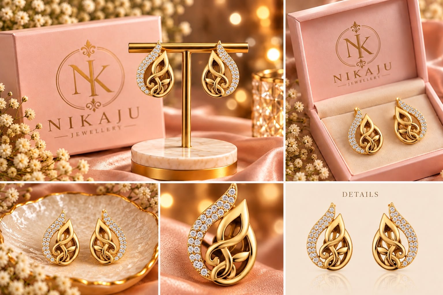 Gold-Tone Teardrop Crystal Studs