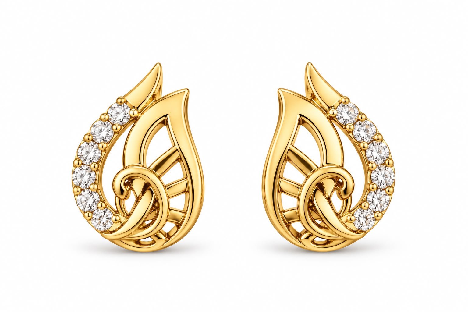 Gold-Tone Teardrop Crystal Studs